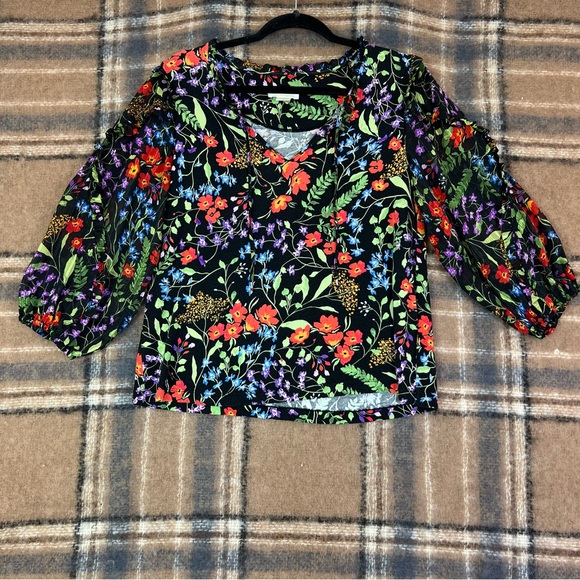 Anthropologie Maeve Jacquin Peasant Floral Blouse Size:S/P - Picture 2 of 13